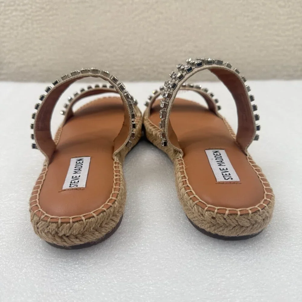 Steve Madden Zendaya Rhinestone Embellished Espadrilles Sandals Size 8 NEW